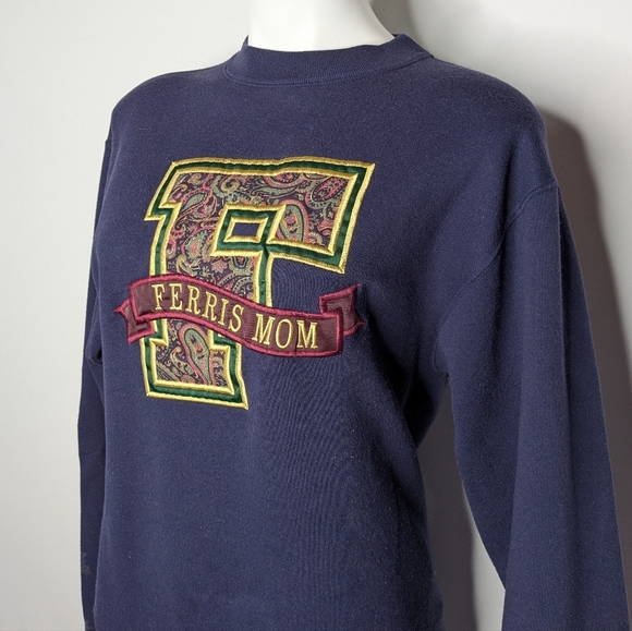 ✨3/$15 Vintage JanSport Blue Ferris University Mom Sweatshirt M - Picture 2 of 9